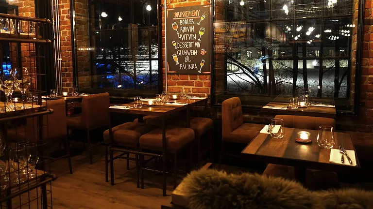 Bilde av innredning i Bistro Budapest